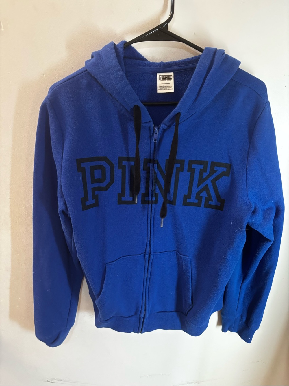 PINK Victoria's Secret Kids Blue Zip-Up Hoodie with Black Logo